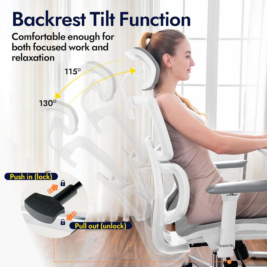 Ergonomic Office Chair - Breathable High Back Armchair with Mesh Lumbar Support