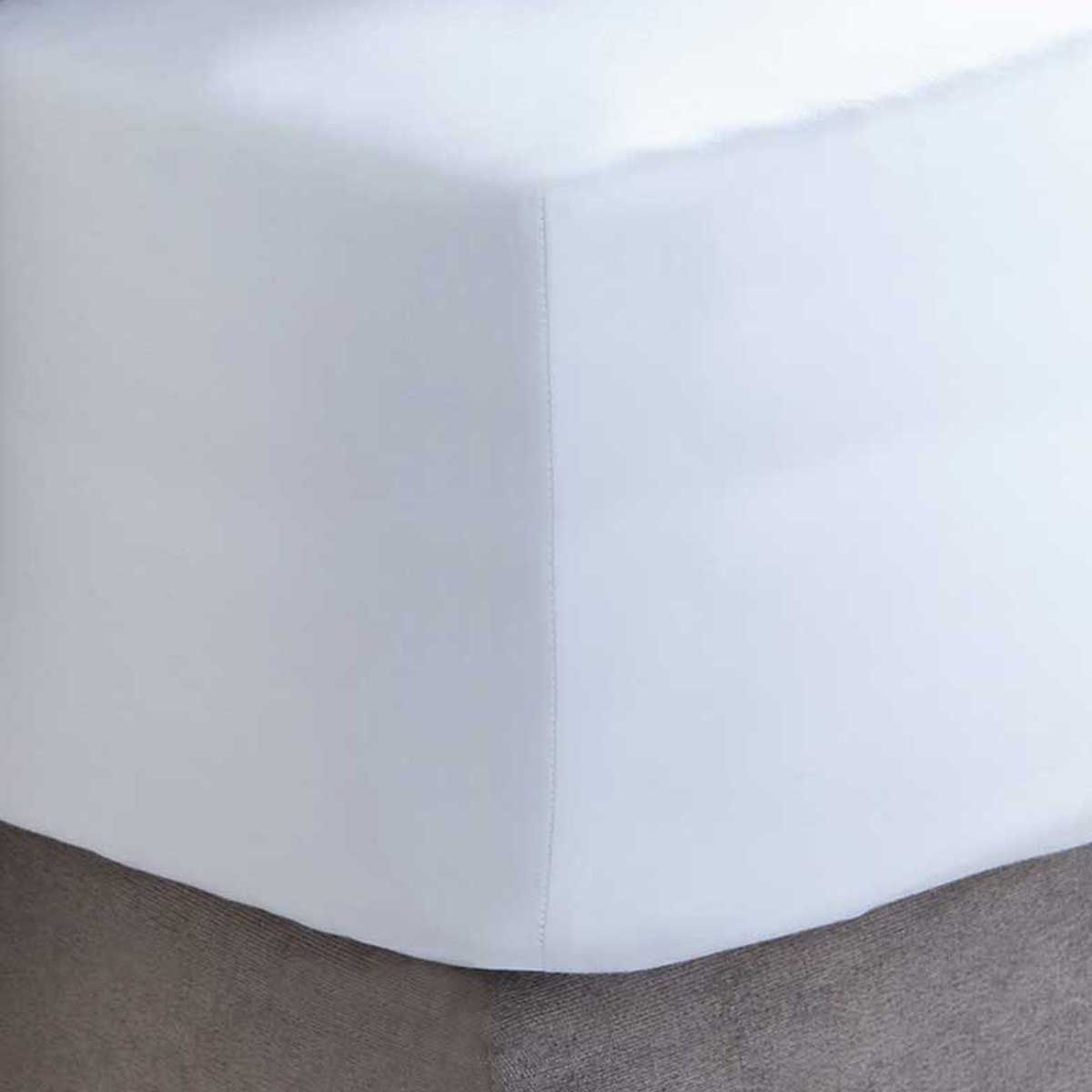 800 Thread Count Sateen Deep Fitted Sheet Double -White
