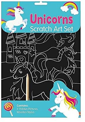 Super Fun Unicorn Scratch Art Set - 2 Hidden Pictures and Stylus Set