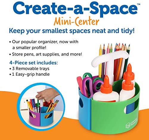 Create-a-Space Mini Kids Stationery Storage Box LER3810, 4 Piece