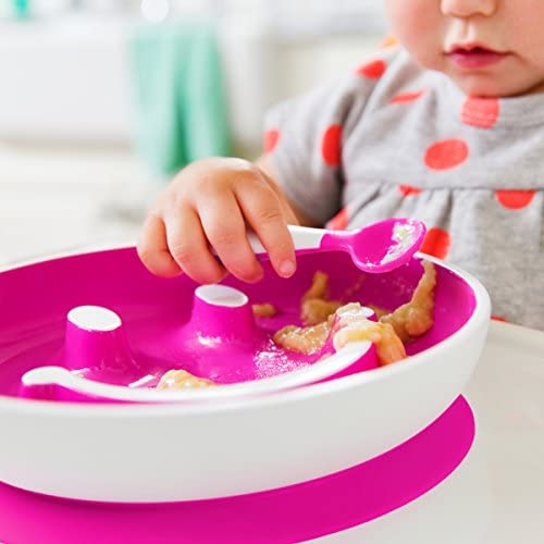 Smile 'n Scoop Suction Baby Training Plate and Spoon Set-Pink