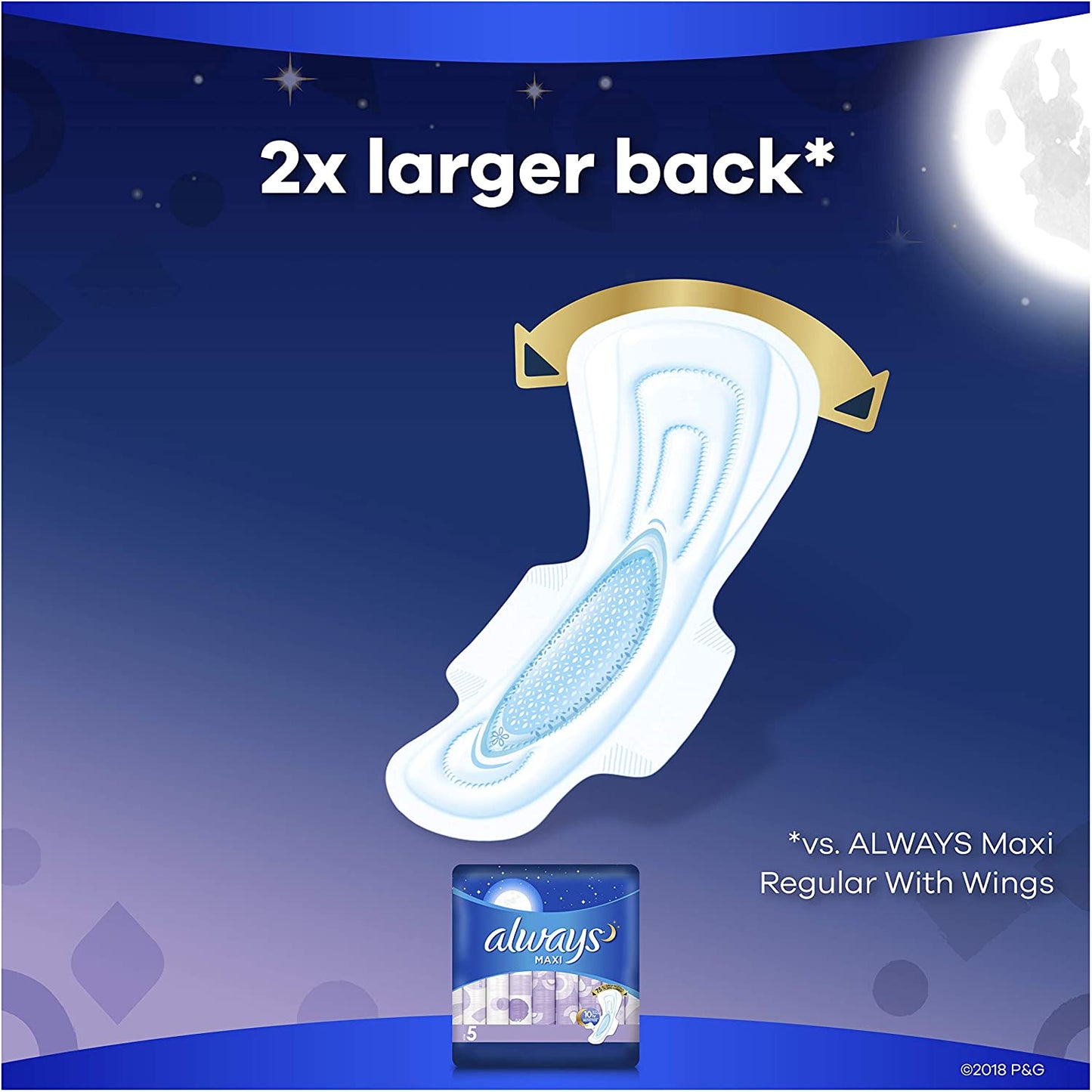 Maxi Size 5 Extra Heavy Overnight Pads with Wings Unscented, 20 Count