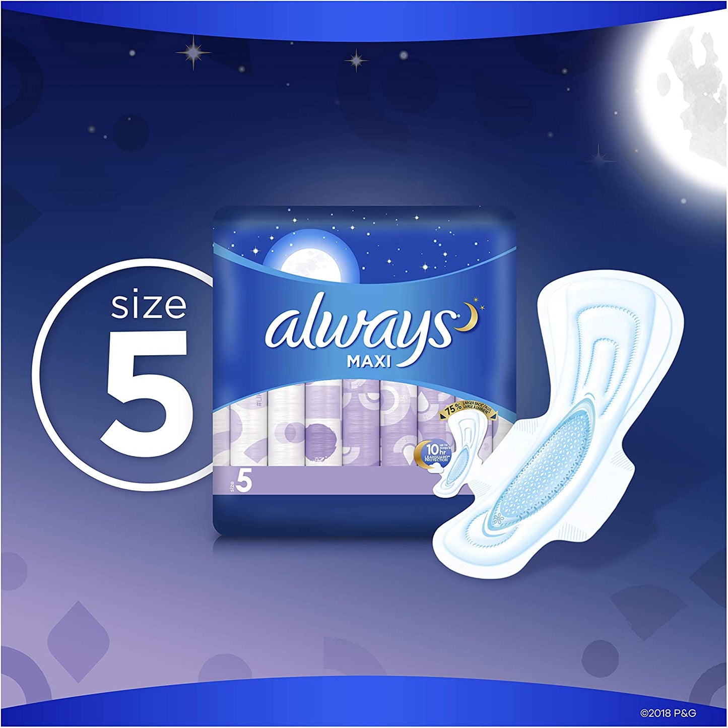 Maxi Size 5 Extra Heavy Overnight Pads with Wings Unscented, 20 Count
