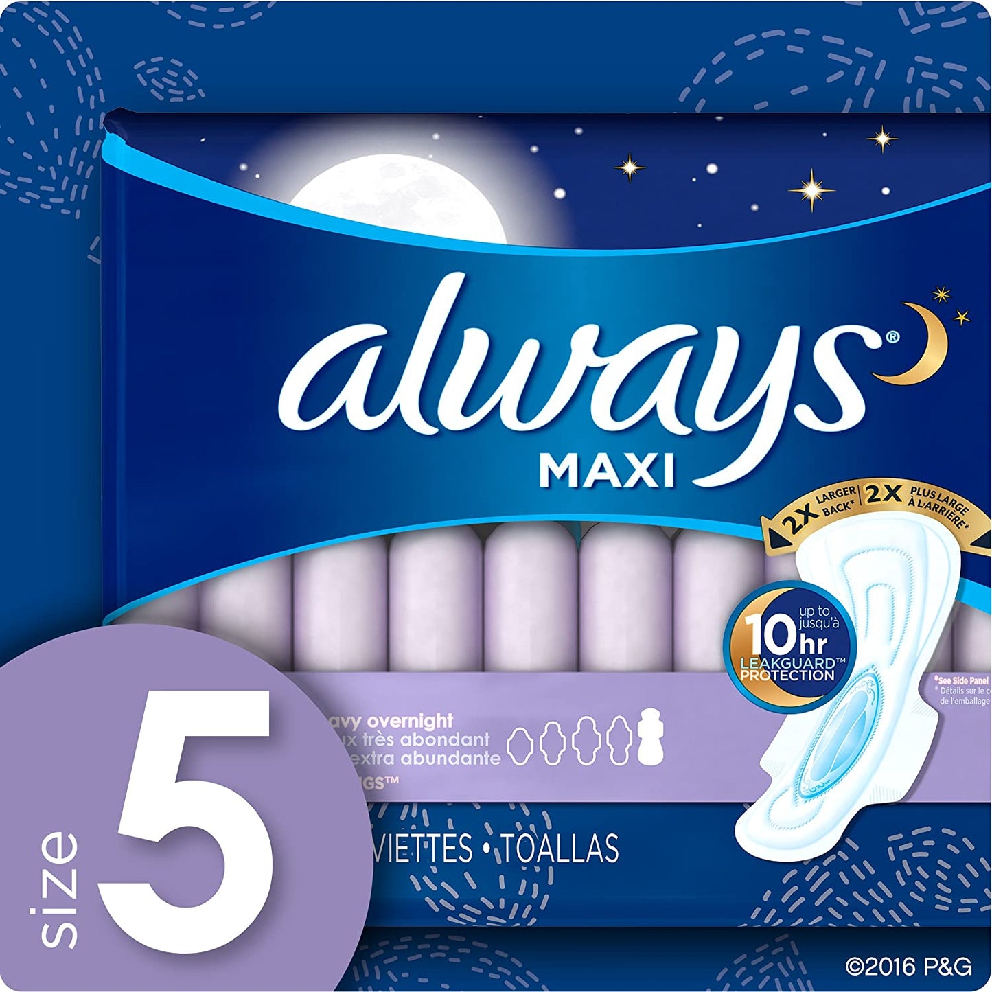 Maxi Size 5 Extra Heavy Overnight Pads with Wings Unscented, 20 Count