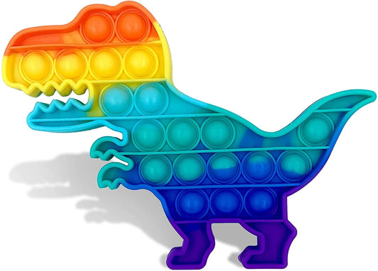 Pop It Bubble Sensory Fidget Toy-Autism Special Needs Stress Reliever Toy Silicone-Dinosaur Rainbow