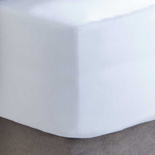 800 Thread Count Sateen Deep Fitted Sheet Double -White