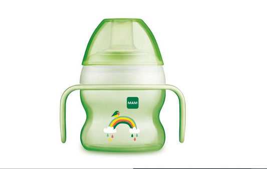 MAM Baby Feeding Starter Cup with Handles & Soother 4+ Months 150ml-Green