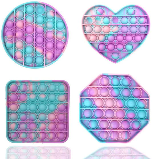 4 PCS Bubble Sensory Fidget Bubble Popper,Stress Anxiety Relief&Autism Special Needs Reliever (4 Packs/Rainbow02)